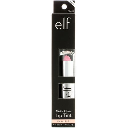 E.L.F, Gotta Glow Lip Tint, Perfect Pink, 0.11 oz (3.4 g):Lip Stain, شفاه