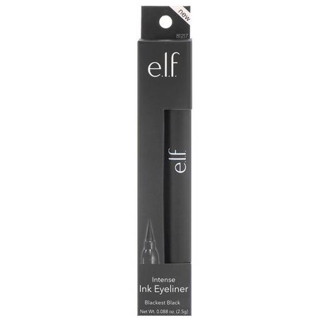 E.L.F, Intense Ink Eyeliner. Blackest Black, 0.088 oz (2.5 g):كحل, عيون