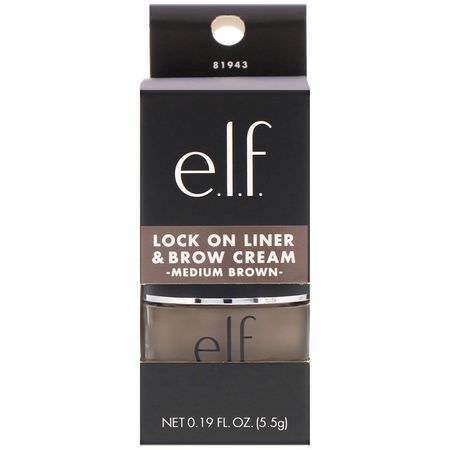 E.L.F, Lock On, Liner And Brow Cream, Medium Brown, 0.19 oz (5.5 g):Gels, Brow Pencils