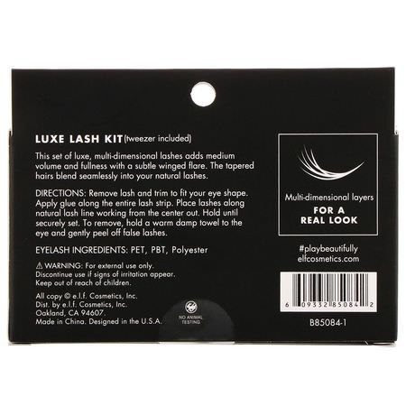 E.L.F, Luxe Lash Kit, Winged & Polished, 1 Pair of Lashes & 1 Tweezer:Lashes, Mascara
