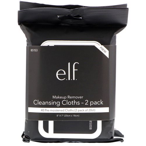 E.L.F, Makeup Remover Cleansing Cloths, 2 Pack, 20 Pre-Moistened Cloths Each فوائد