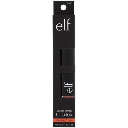 E.L.F, Velvet Matte, Lipstick, Blushing Brown, 0.14 oz (4.1 g):أحمر شفاه, شفاه