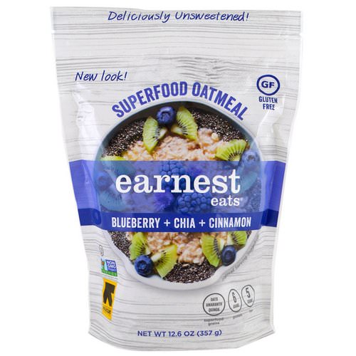 Earnest Eats, Superfood Oatmeal, Blueberry + Chia + Cinnamon, 12.6 oz (357 g) فوائد