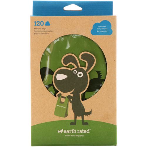 Earth Rated, Handle Bags, Dog Waste Bags, Unscented, 120 Bags فوائد
