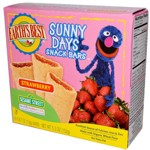 Earth's Best, Organic Sunny Days Snack Bars, Strawberry, 8 Bars, 0.67 oz (19 g) Each فوائد