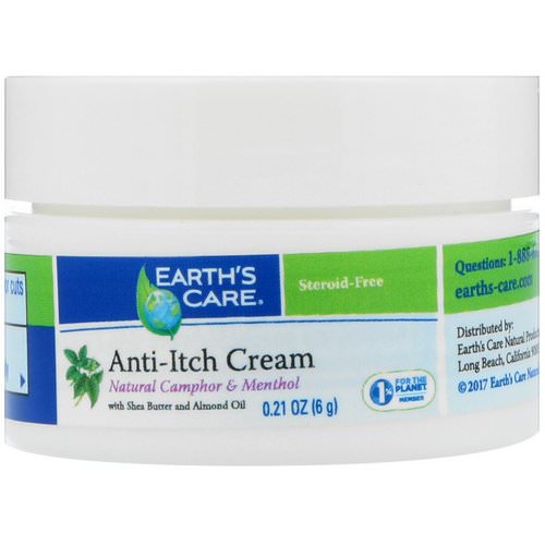 Earth's Care, Anti-Itch Cream, with Shea Butter and Almond Oil, 0.21 oz (6 g) فوائد