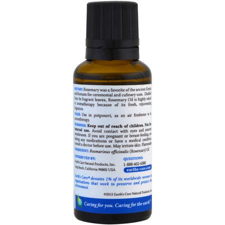 Earth's Care, Rosemary Oil, 1 fl oz (30 ml):زيت إكليل الجبل, تطهير