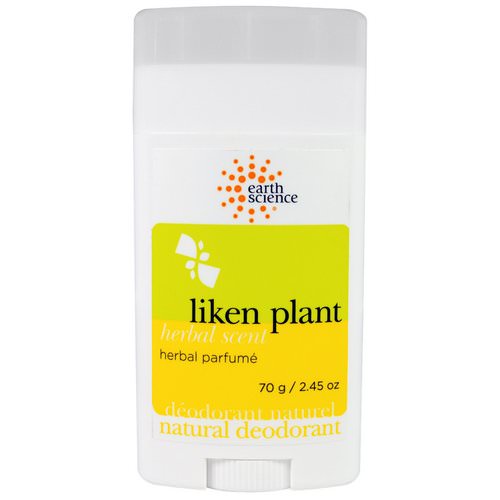 Earth Science, Natural Deodorant, Liken Plant, Herbal Scent, 2.45 oz (70 g) فوائد