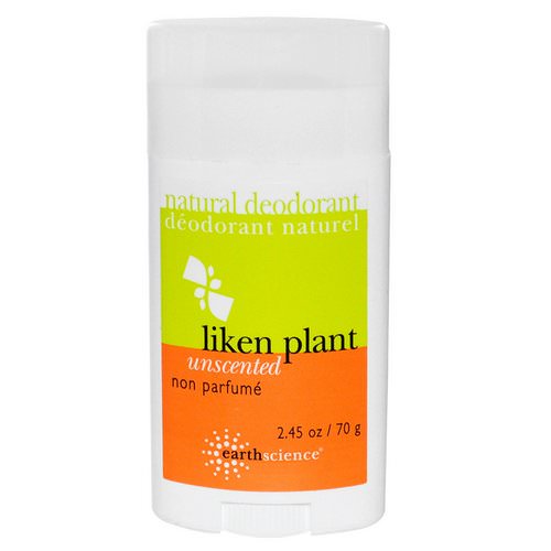 Earth Science, Natural Deodorant, Liken Plant, Unscented, 2.5 oz (70 g) فوائد