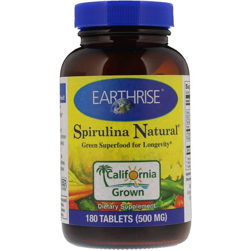 Earthrise, Spirulina Natural, 500 mg, 180 Tablets فوائد