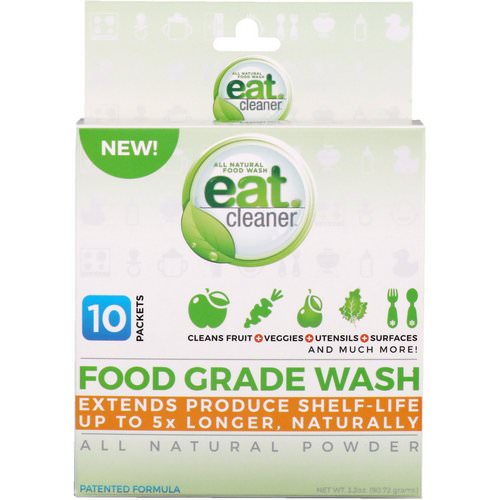 Eat Cleaner, Food Grade Wash, All Natural Powder, 10 Packets, 3.2 oz (90.72 g) فوائد