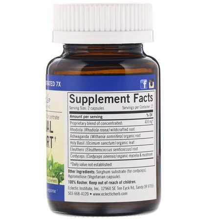 Eclectic Institute, Adrenal Support, 400 mg, 45 Caps:Adrenal, المكملات الغذائية