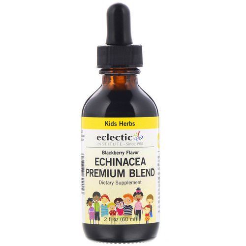 Eclectic Institute, Kids Herbs, Echinacea Premium Blend, Blackberry Flavor, 2 fl oz (60 ml) فوائد
