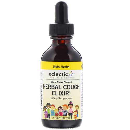 Eclectic Institute, Kids Herbs, Herbal Cough Elixir, Black Cherry Flavored, 2 fl oz (60 ml) فوائد