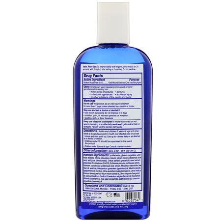 Eco-Dent, Ultimate Essential MouthCare, Daily Rinse & Oral Wound Cleanser, Sparkling Clean Mint, 8 fl oz (237 ml):رذاذ, شطف