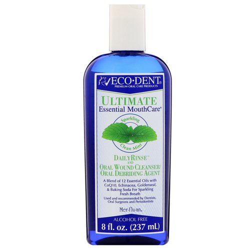 Eco-Dent, Ultimate Essential MouthCare, Daily Rinse & Oral Wound Cleanser, Sparkling Clean Mint, 8 fl oz (237 ml) فوائد