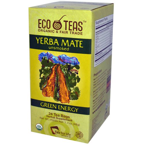 Eco Teas, Yerba Mate, Unsmoked, Green Energy, 24 Tea Bags, 1.7 oz (48 g) فوائد