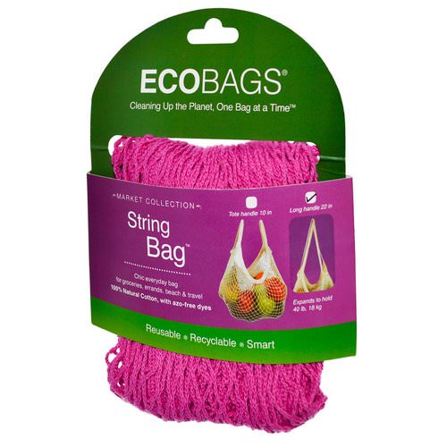 ECOBAGS, Market Collection, String Bag, Long Handle 22 in, Fuchsia, 1 Bag فوائد
