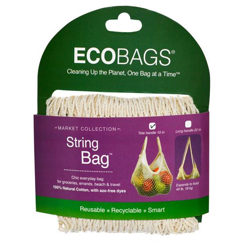 ECOBAGS, Market Collection, String Bag, Tote Handle 10 in, Natural, 1 Bag فوائد