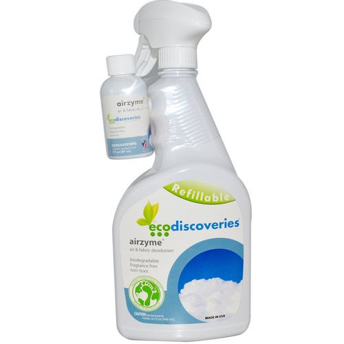 EcoDiscoveries, Airzyme, Air & Fabric Deodorizer, 2 fl oz ( 60 ml) Concentrate w/ 1 Spray Bottle فوائد
