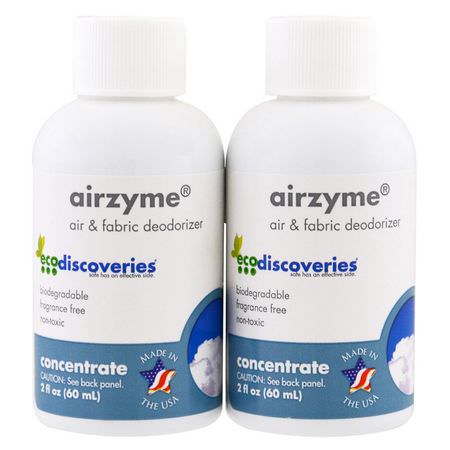 EcoDiscoveries, Airzyme, Air & Fabric Deodorizer, Double Refill Pack, 2 fl oz (60 ml) Each:معطرات الأقمشة, اله,اء