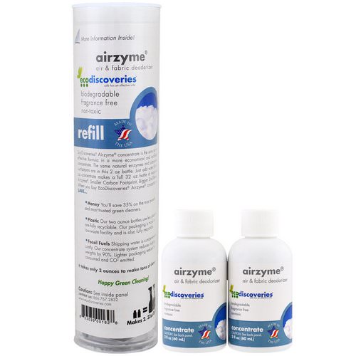 EcoDiscoveries, Airzyme, Air & Fabric Deodorizer, Double Refill Pack, 2 fl oz (60 ml) Each فوائد