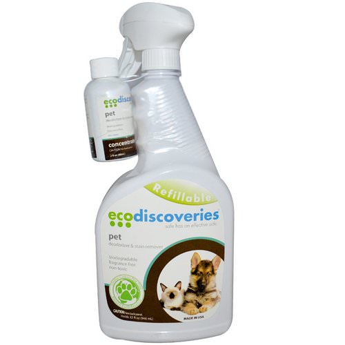 EcoDiscoveries, Pet Deodorizer & Stain Remover, 2 fl oz ( 60 ml) Concentrate w/ 1 Spray Bottle فوائد