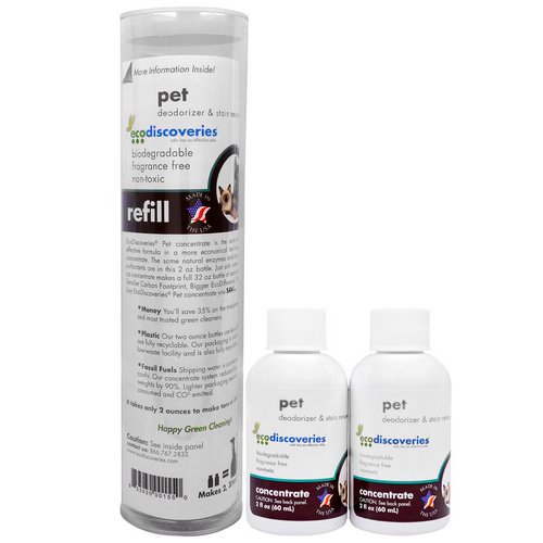EcoDiscoveries, Pet Deodorizer & Stain Remover, Double Refill Pack, 2 fl oz (60 ml) Each فوائد