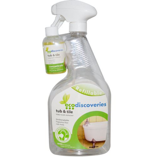 EcoDiscoveries, Tub & Tile, Soap Scum Remover, 2 fl oz (60 ml) Concentrate w/ 1 Spray Bottle فوائد