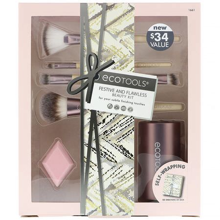 EcoTools, Festive and Flawless Beauty Kit, 6 Piece Kit:مجم,عات الهدايا, فرش المكياج