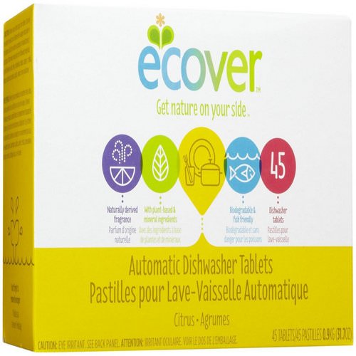 Ecover, Automatic Dishwasher Tablets, Citrus Scent, 45 Tablets, 31.7 oz (0.9 kg) فوائد