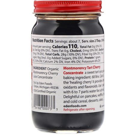 Eden Foods, Organic Tart Cherry Juice Concentrate, 7.5 fl oz (222 ml):ت,رتة فاكهة الكرز