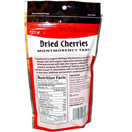 Eden Foods, Selected, Dried Cherries Montmorency Tart, 4 oz (113 g):,جبات الخضر,ات الخفيفة, الكرز
