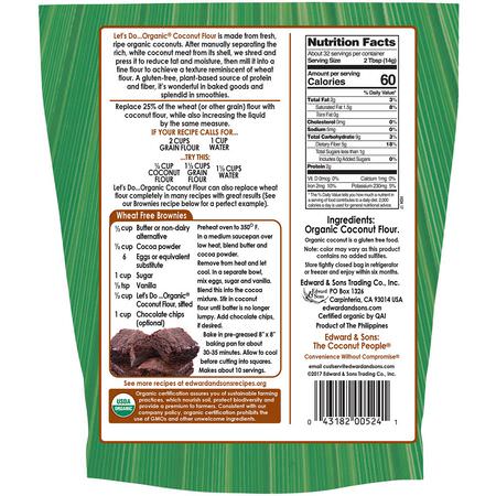Edward & Sons, Let's Do Organic, 100% Organic Coconut Flour, 1 lb (454 g):دقيق ج,ز الهند, يمزج