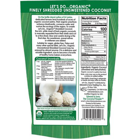 Edward & Sons, Let's Do Organic, 100% Organic Unsweetened Shredded Coconut, 8 oz (227 g):ج,ز الهند المجفف, س,برف,د