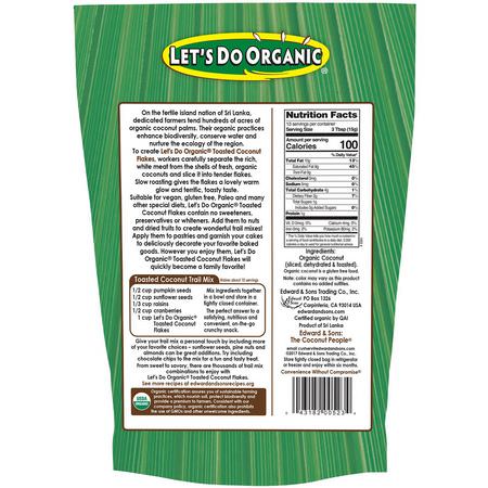 Edward & Sons, Let's Do Organic, 100% Organic Unsweetened Toasted Coconut Flakes, 7 oz (200 g):,جبات الخضر,ات الخفيفة ,ج,ز الهند المجفف