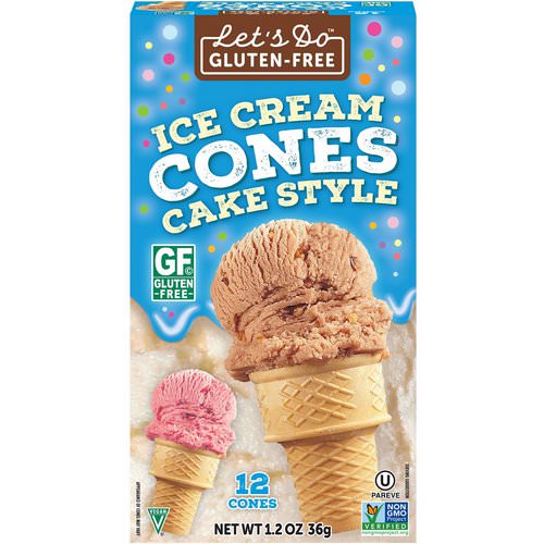 Edward & Sons, Let's Do Organic, Gluten Free Ice Cream Cones, Cake Style, 12 Cones فوائد