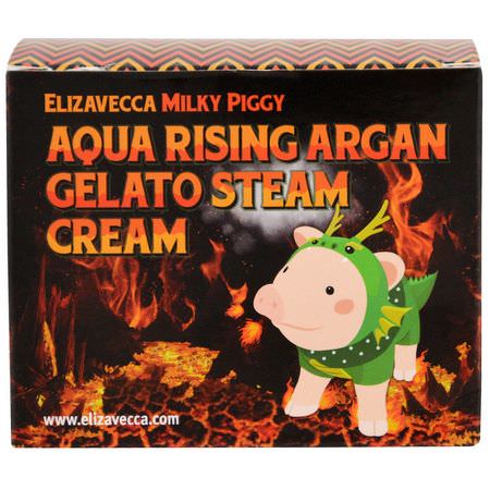 Elizavecca, Aqua Rising Argan Gelato Steam Cream, 100 g:زيت الأركان, مرطبات K-جمال