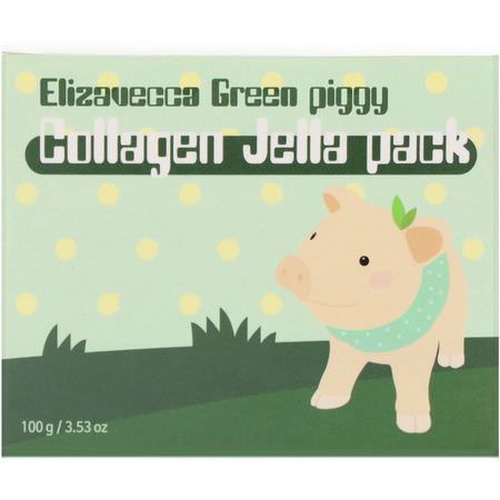 Elizavecca, Green Piggy, Collagen Jelly Pack, 3.53 oz (100 g):الك,لاجين, الأمصال