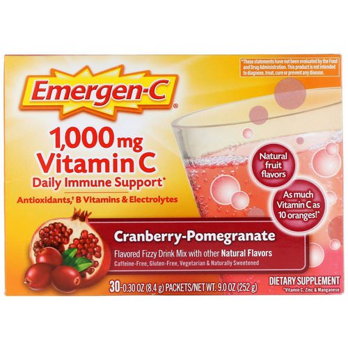 Emergen-C, Vitamin C, Cranberry-Pomegranate, 1,000 mg, 30 Packets, 0.30 oz (8.4 g) Each فوائد
