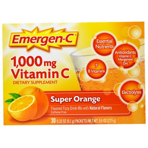Emergen-C, 1,000 mg Vitamin C, Super Orange, 30 Packets, 0.32 oz (9.1 g) Each فوائد