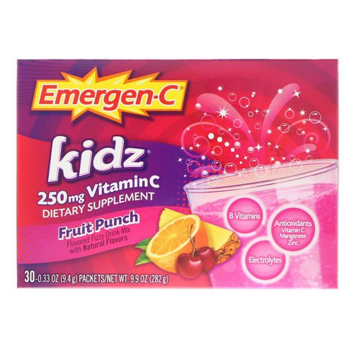 Emergen-C, Kidz, Fruit Punch, 30 Packets, 9.7 oz (276 g) فوائد