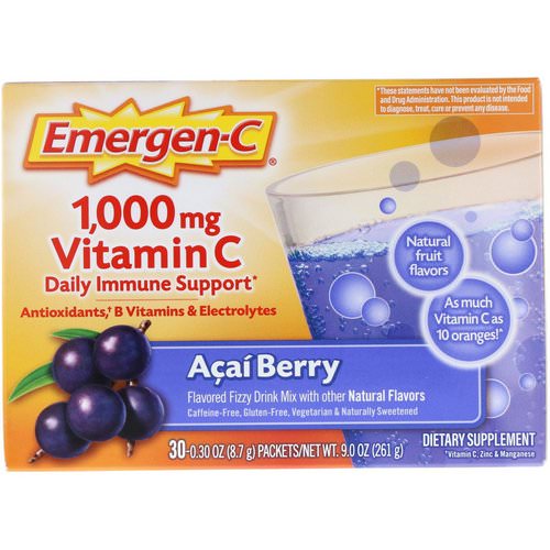 Emergen-C, Vitamin C, Acai Berry, 1,000 mg, 30 Packets, 0.30 oz (8.7 g) Each فوائد