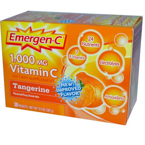 Emergen-C, Vitamin C, Flavored Fizzy Drink Mix, Tangerine, 1,000 mg, 30 Packets, 9.4 g Each فوائد