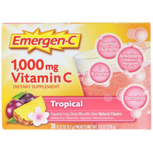 Emergen-C, Vitamin C, Tropical, 1,000 mg, 30 Packets, 0.32 oz (9.2 g) Each فوائد