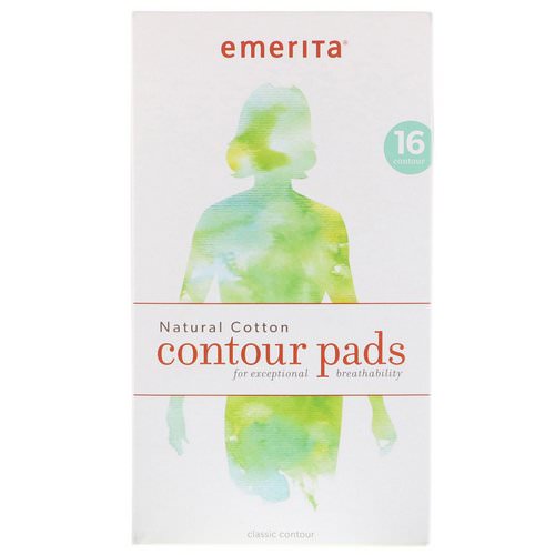 Emerita, Natural Cotton Contour Pads, 16 Pads فوائد