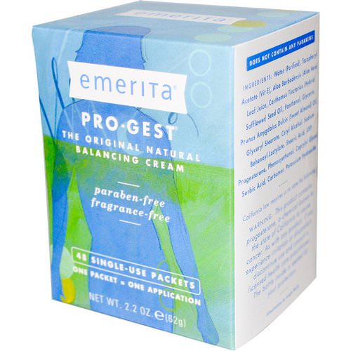 Emerita, Pro-Gest, Balancing Cream, Fragrance Free, 48 Single-Use Packets, 2.2 oz (62 g) فوائد
