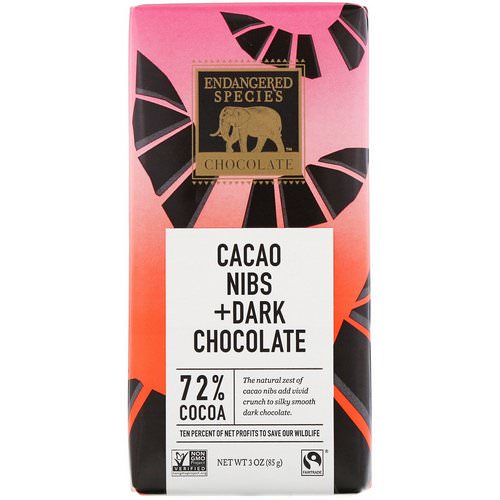 Endangered Species Chocolate, Cacao Nibs + Dark Chocolate, 3 oz (85 g) فوائد