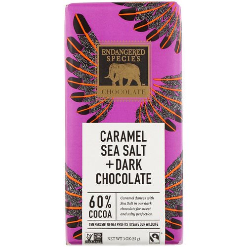 Endangered Species Chocolate, Caramel Sea Salt + Dark Chocolate, 3 oz (85 g) فوائد