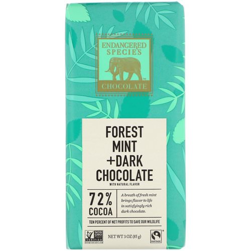 Endangered Species Chocolate, Forest Mint + Dark Chocolate, 3 oz (85 g) فوائد